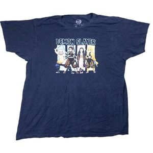 Demon Slayer Graphic T-Shirt Mens XL Navy Blue Good Anime Manga Tanjiro Nezuko